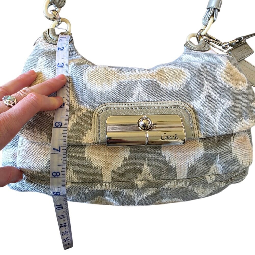 Coach Kristin Ikat Shimmer Hobo Silver Gray Metallic Op Art Shoulder Bag Rare - Picture 16 of 16